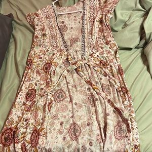 Ivory floral print wrap dress